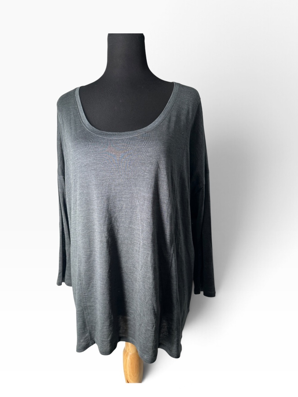 Eileen Fisher Minimalist Gray Silk Cotton Knit Tunic Top mens sz Large